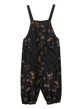 Momentlover Original Floral With Pocket Harem Denim Overalls