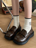 Momentlover Split-Joint Round-Toe Platform Shoes Mary Janes