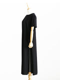 Momentlover Original Solid Split-Side Elasticity Waist Dress