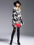 Momentlover Urban Loose One-Shoulder Printed Split-Joint Sweater