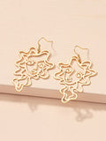 Momentlover Solid Color Hollow Geometric Figure Drop Earrings