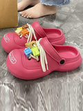 Momentlover Letter Print Hollow Slippers Crocs