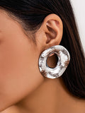 Momentlover Solid Color Hollow Geometric Drop Earrings