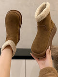 Momentlover Velvet Split-Joint Round-Toe Platform Shoes Boots