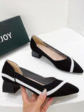 Momentlover V-Cut Pointed-Toe Contrast Color Pumps