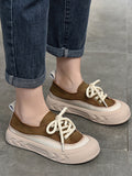 Momentlover Lace-Up Contrast Color Platform Shoes Casual Shoes