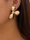 Momentlover Solid Color Flower Shape Drop Earrings