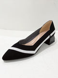 Momentlover V-Cut Pointed-Toe Contrast Color Pumps
