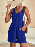 Momentlover Solid Color Sleeveless Loose U-neck Rompers