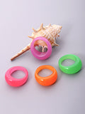 Momentlover 4 Pcs Solid Color Geometric Rings Accessories