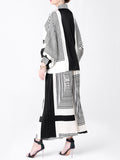 Momentlover Pleated Geometric Wide Leg Ninth Pants Lapel Two Pieces Set
