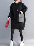 Momentlover Casual Pocket Long Sweatshirt Short Dress