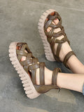 Momentlover Casual Hollow Gladiator Shoes Platform Sandals