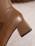 Momentlover Zipper Square-Toe Split-Joint Boots