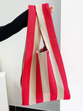 Momentlover Striped Contrast Color Woven Handbag Bags