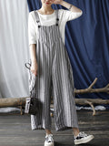 Momentlover Casual Contrast Color Striped Wide Leg Overalls