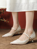 Momentlover Split-Joint Shallow Cut Pointed-Toe Lace-Up Pumps