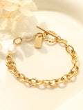 Momentlover Leisure Fashion Simple Geometric Pearl Alloy Bracelet Accessories