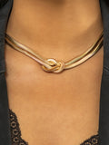 Solid Color Snake Chain Knot Double Layered Necklaces Accessories