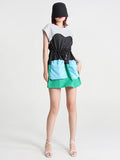 Momentlover Stylish Selection Short Sleeves Loose Drawstring Split-Joint Round-Neck Mini Dresses