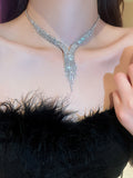 Tasseled Rhine Stones 2 pieces Necklaces Accessories Earrings Accessories