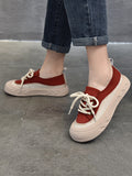 Momentlover Lace-Up Contrast Color Platform Shoes Casual Shoes