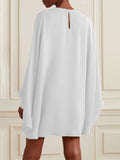 Momentlover Batwing Sleeves Long Sleeves Contrast Color Printed Round-Neck Mini Dresses