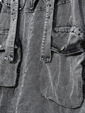 Momentlover Split-Joint Pockets Sleeveless Loose Overalls Jean Pants Bottoms