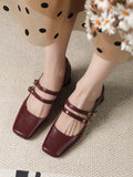 Momentlover Square-Toe Shallow Cut Lace-Up Pumps