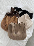 Momentlover Simple Solid Color Chic Knitting Bags Accessories