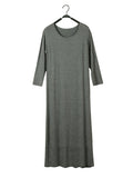 Momentlover Simple Modal Solid Color Round-Neck Long Sleeves Midi Dress