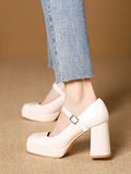 Momentlover Square-Toe Shallow Cut Pumps Mary Janes
