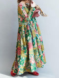 Momentlover National Style Flower Printed Long Dress