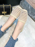 Momentlover Striped Contrast Color Breathable Flat Shoes