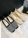 Momentlover Striped Contrast Color Breathable Flat Shoes