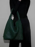 Momentlover Woven Solid Color Handbags Bags