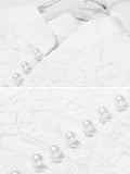 Momentlover Vacation Long Sleeves Puff Sleeves Embroidered Solid Color Stand Collar Mini Dresses