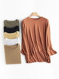 Momentlover Simple Solid Color High-Low Asymmetric Modal Pajama Top