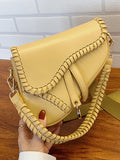 Momentlover Urban Split-Joint Solid Color PU Shoulder Bag Saddle Bag