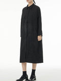 Momentlover Printed Buttoned Asymmetric Loose Long Sleeves Lapel Shirt Dress Midi Dresses