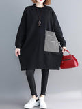 Momentlover Casual Pocket Long Sweatshirt Short Dress