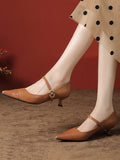 Momentlover Split-Joint Shallow Cut Pointed-Toe Lace-Up Pumps