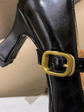 Momentlover Square-Toe Split-Joint Hollow Pumps