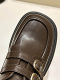 Momentlover Split-Joint Round-Toe Belt Buckle Platform Shoes Mary Janes