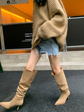 Momentlover Split-Joint Pointed-Toe Pumps Boots