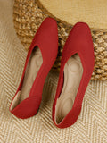 Momentlover Square-Toe Solid Color Shoes Flats