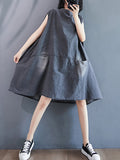 Momentlover Original Split-Joint With Pocket Denim Dress