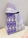Momentlover Woven Rhombic Contrast Color Handbag Bags