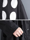 Momentlover Stylish Long Sleeves A-Line Polka Dot Polo Shirt Midi Dresses