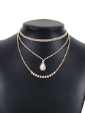 Rhine Stones Layered Normcore Necklaces Accessories